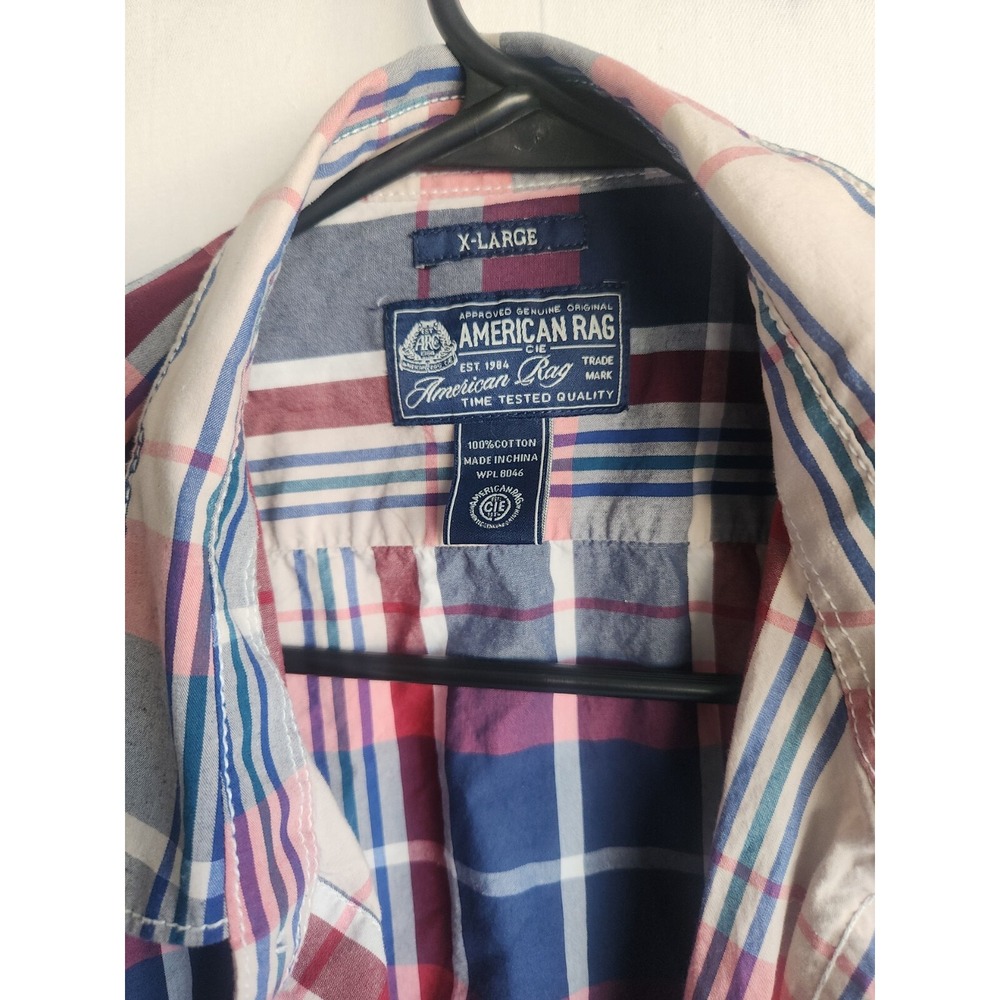 American Rag Long Sleeve Plaid Flannel Button Up Men's Cotton Shirt Size XL - Picture 2 of 9